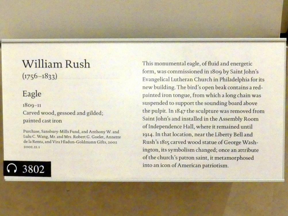 William Rush (1810), Adler, New York, Metropolitan Museum of Art (Met), Saal 748, 1809–1811, Bild 3/3