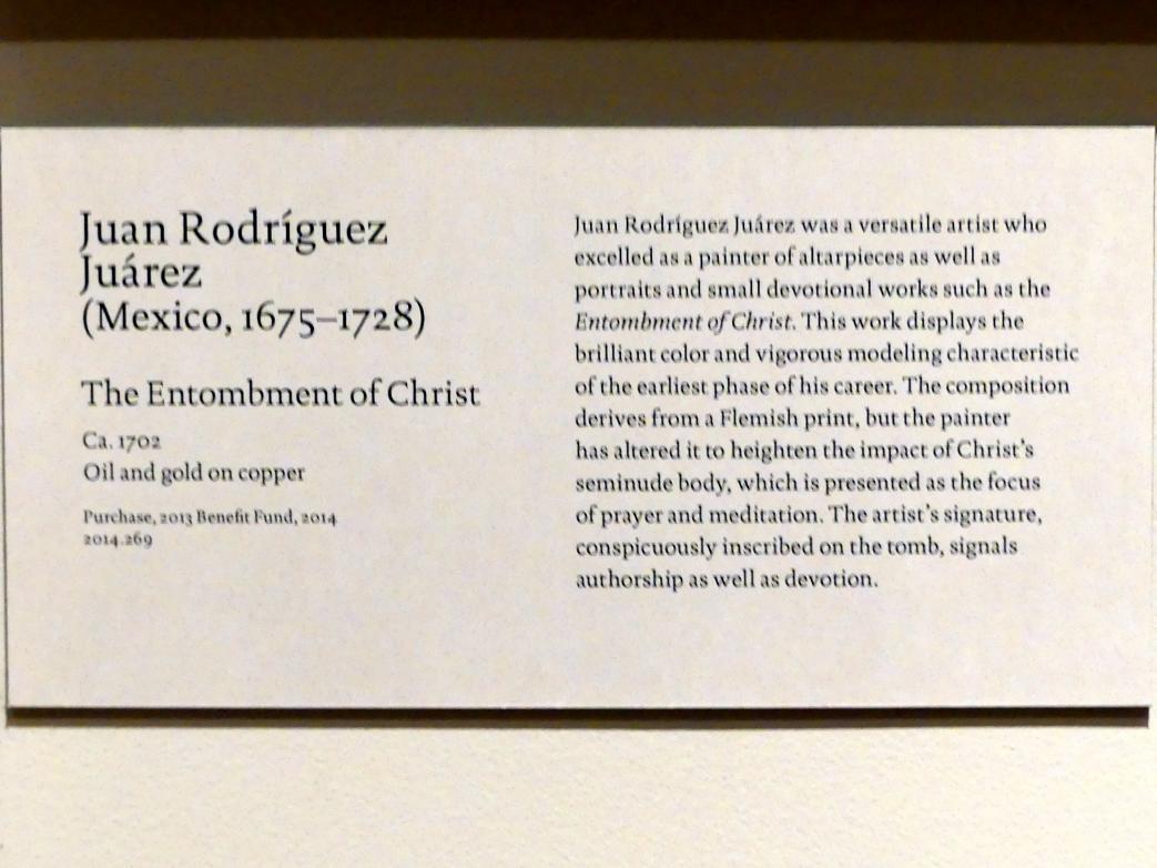 Juan Rodríguez Juárez (1702), Grablegung Christi, New York, Metropolitan Museum of Art (Met), Saal 749, um 1702, Bild 2/2