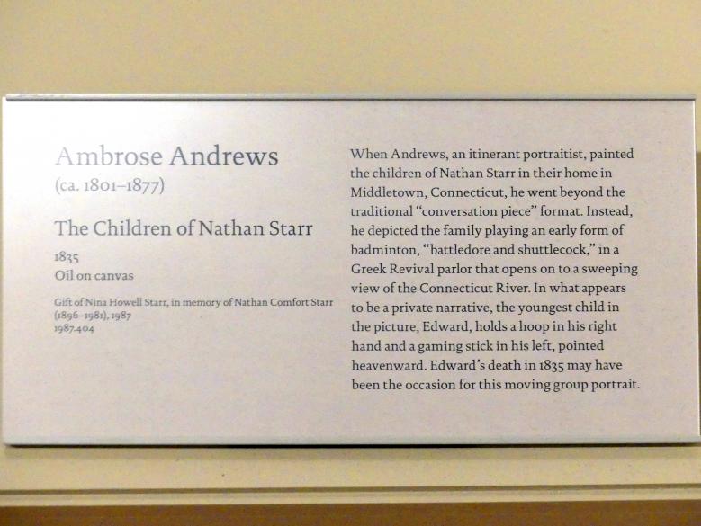 Ambrose Andrews (1835), Die Kinder von Nathan Starr, New York, Metropolitan Museum of Art (Met), Saal 751, 1835, Bild 2/2