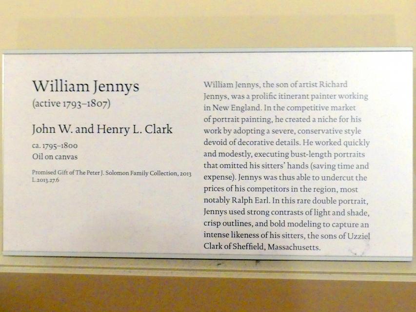 William Jennys (1797), John W. and Henry L. Clark, New York, Metropolitan Museum of Art (Met), Saal 751, um 1795–1800, Bild 2/2