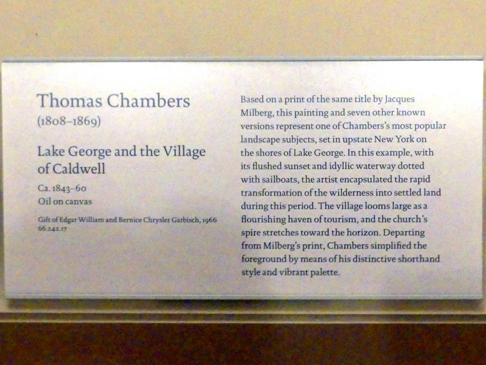Thomas Chambers (1842&ndash;1851), Lake George und das Dorf Caldwell, New York, Metropolitan Museum of Art (Met), Saal 751, um 1843&ndash;1860, Bild 2/2