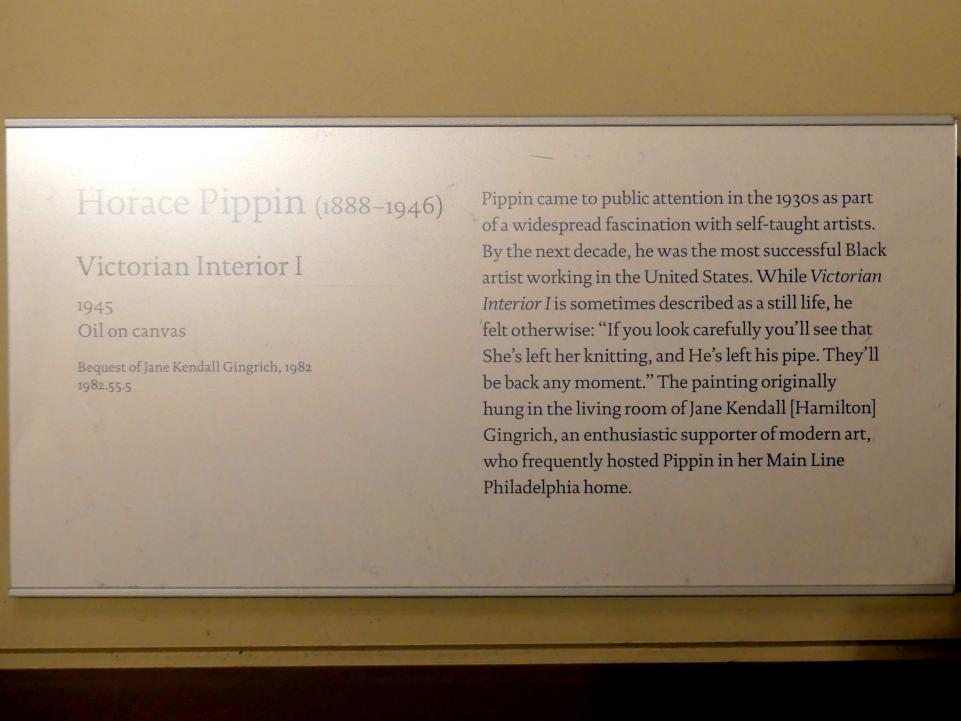 Horace Pippin (1936–1945), Viktorianisches Interieur I, New York, Metropolitan Museum of Art (Met), Saal 751, 1945, Bild 2/2