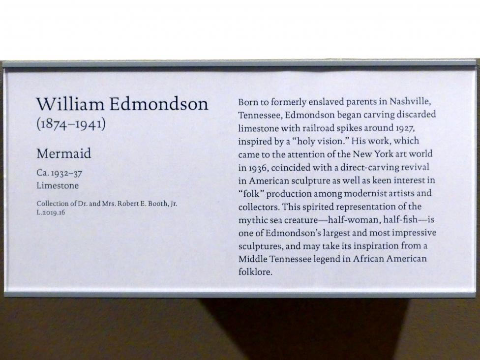 William Edmondson (1934–1940), Meerjungfrau, New York, Metropolitan Museum of Art (Met), Saal 751, um 1932–1937, Bild 4/4