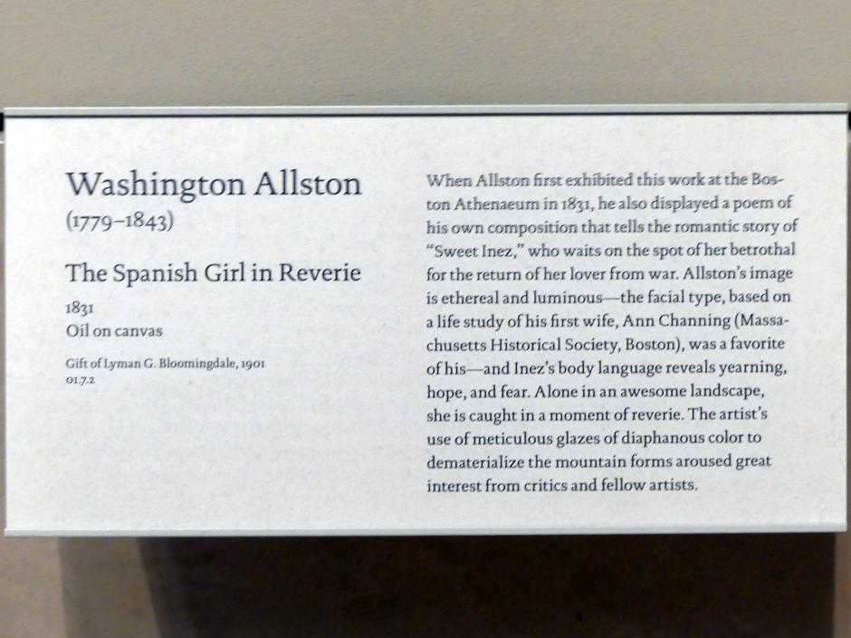 Washington Allston (1831), Das spanische Mädchen in Träumerei, New York, Metropolitan Museum of Art (Met), Saal 756, 1831, Bild 2/2
