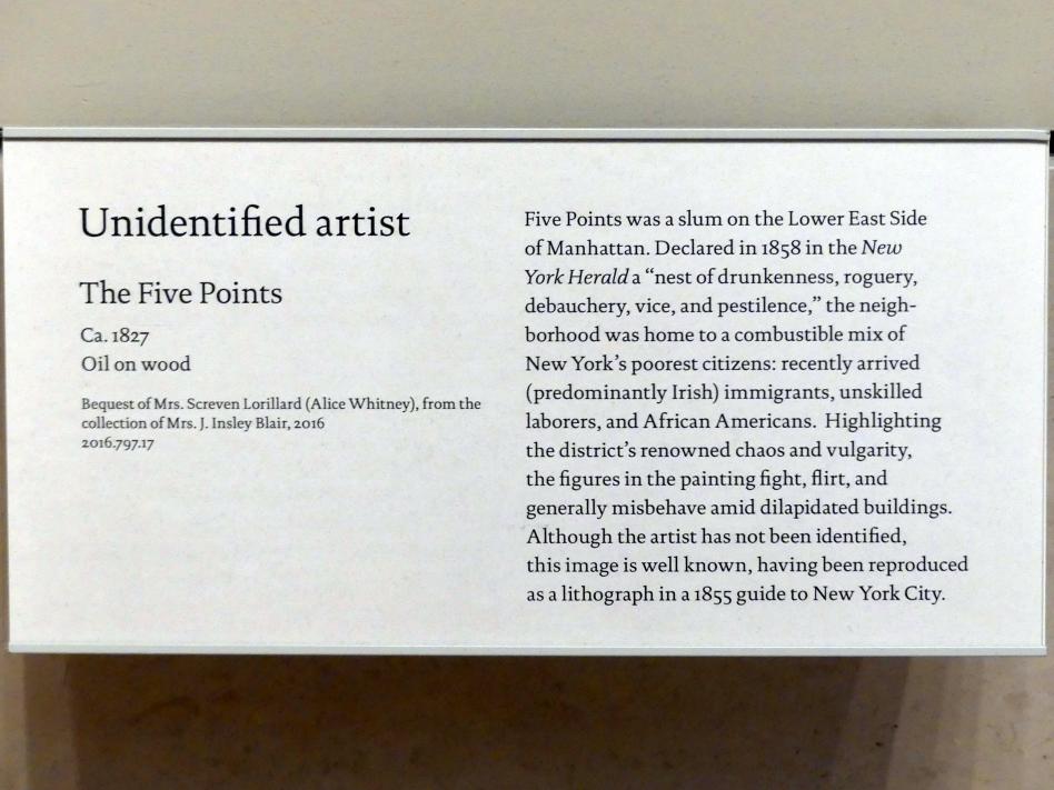Die Five Points, New York, Metropolitan Museum of Art (Met), Saal 758, um 1827, Bild 2/2
