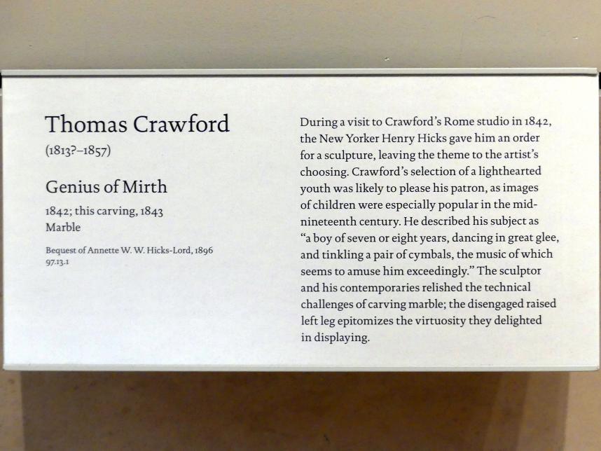 Thomas Crawford (1842–1850), Genius der Geburt, New York, Metropolitan Museum of Art (Met), Saal 758, 1842, Bild 5/5