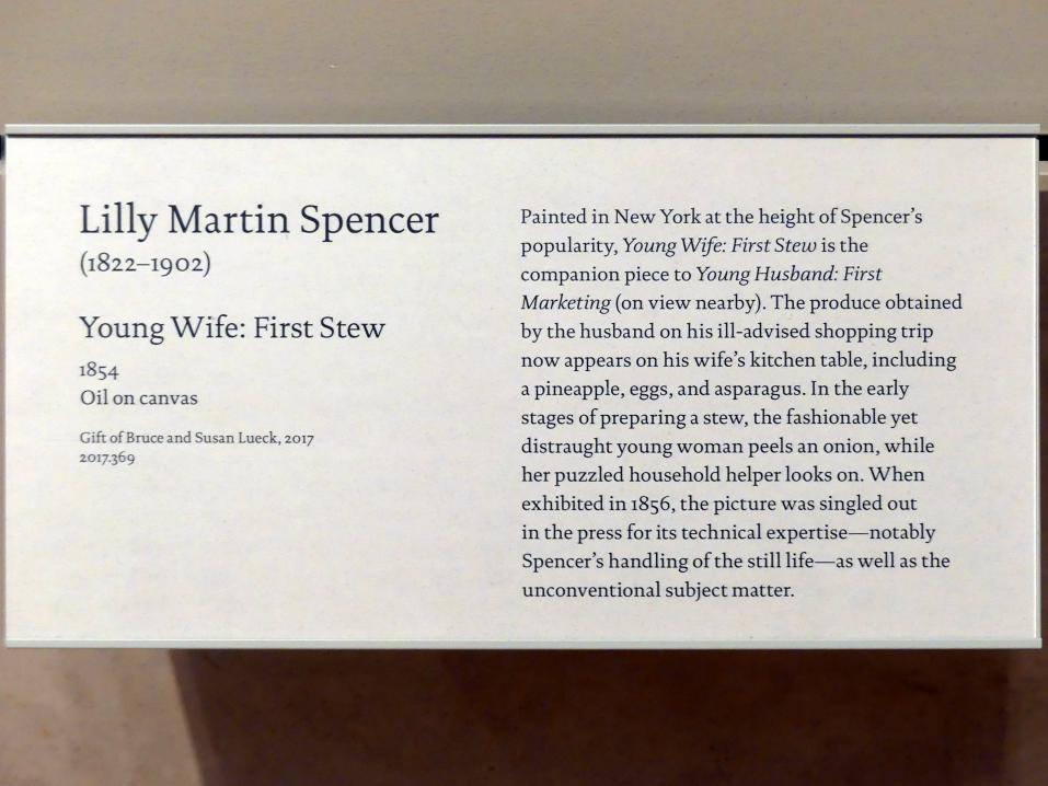 Lilly Martin Spencer (1851–1854), Junge Frau: Erster Eintopf, New York, Metropolitan Museum of Art (Met), Saal 758, 1854, Bild 2/2