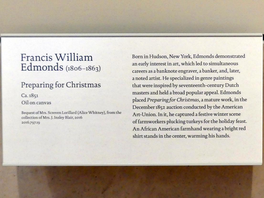 Francis William Edmonds (1851–1854), Vorbereitung auf Weihnachten (Rupfen der Truthähne), New York, Metropolitan Museum of Art (Met), Saal 758, um 1851, Bild 2/2
