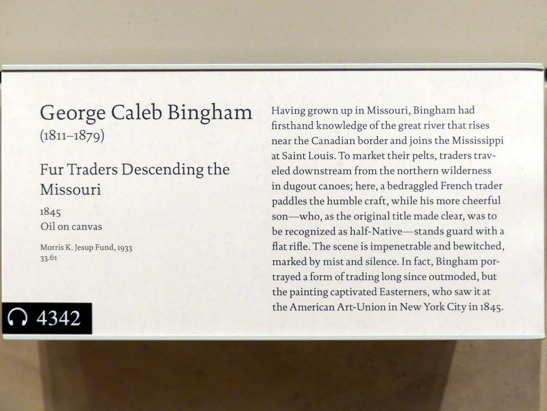 George Caleb Bingham (1845), Pelzhändler, den Missouri hinabfahrend, New York, Metropolitan Museum of Art (Met), Saal 758, 1845, Bild 2/2