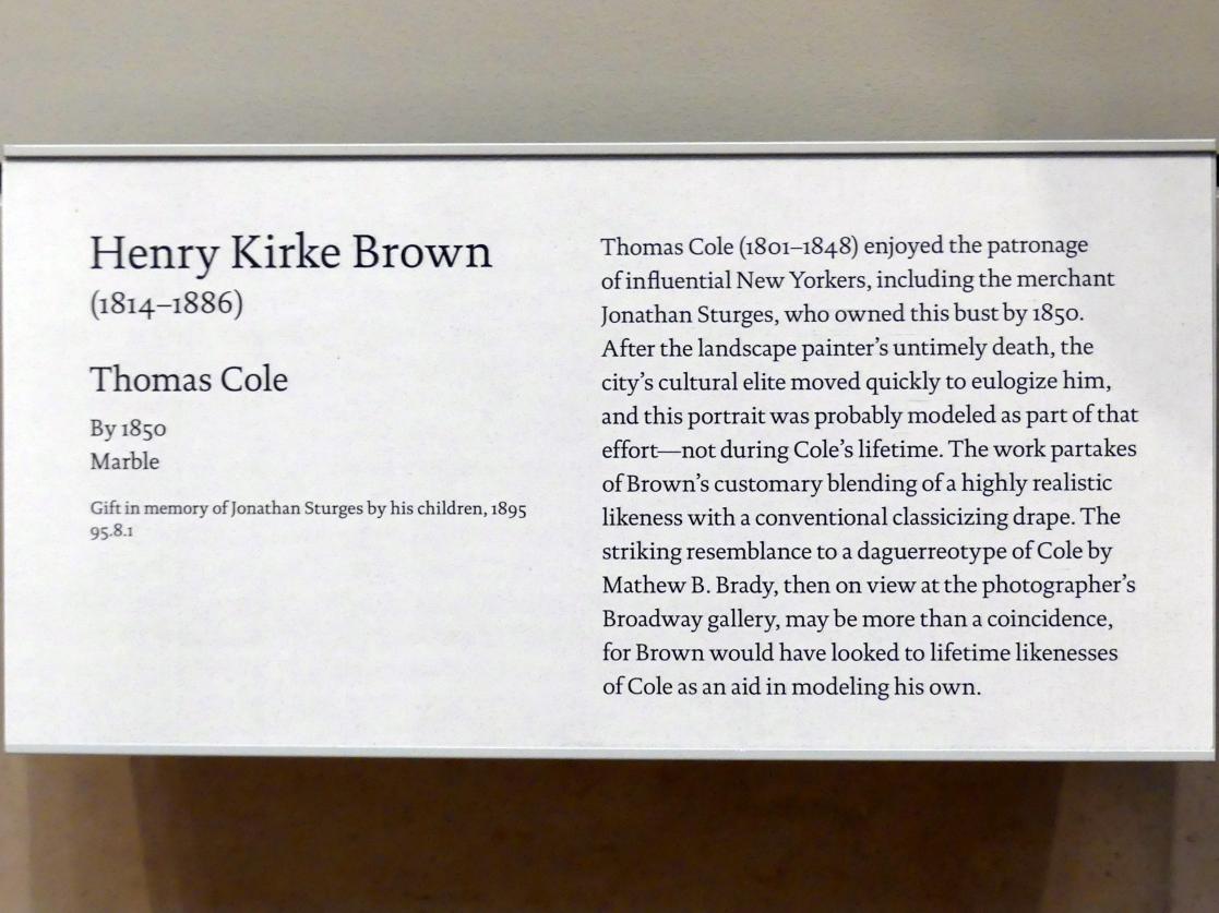 Henry Kirke Brown (1849–1850), Thomas Cole, New York, Metropolitan Museum of Art (Met), Saal 759, vor 1850, Bild 4/4