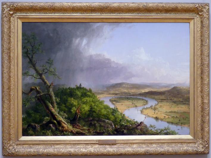Thomas Cole (1828–1848): Blick vom Mount Holyoke, Northampton, Massachusetts, nach einem Gewitter – die Flussbiegung, 1836