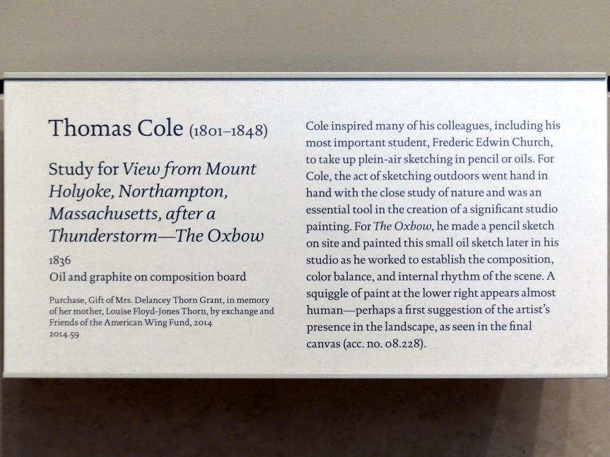 Thomas Cole: Studie für Blick vom Mount Holyoke, Northampton, Massachusetts, nach einem Gewitter – die Flussbiegung, 1836, Bild 2/2