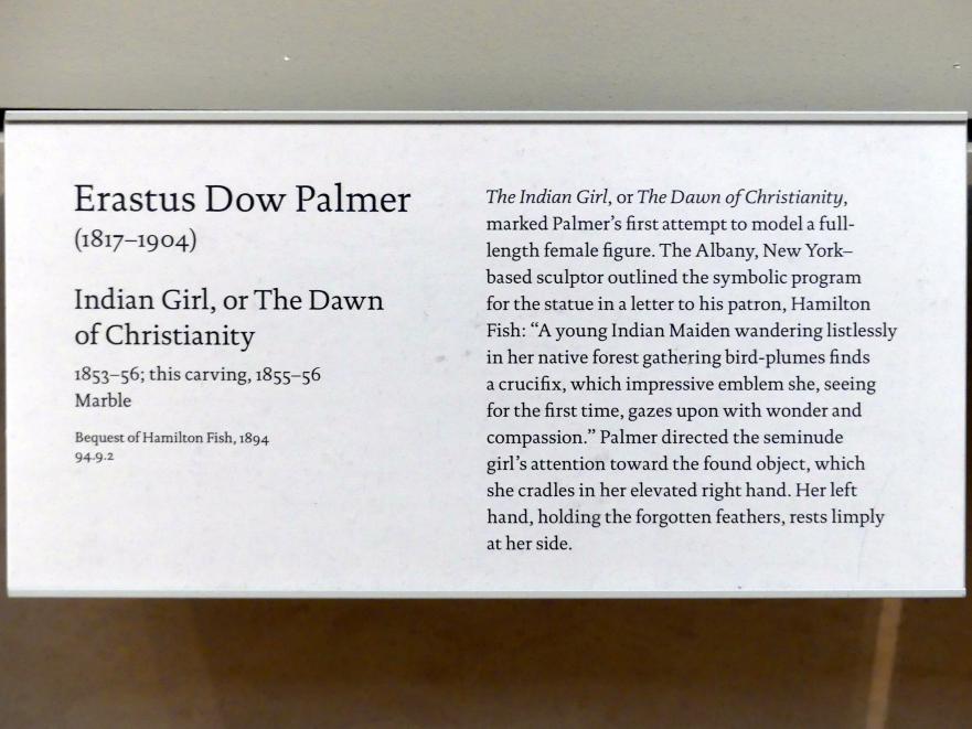 Erastus Dow Palmer (1854), Indianermädchen oder der Beginn des Christentums, New York, Metropolitan Museum of Art (Met), Saal 759, 1853–1856, Bild 4/4