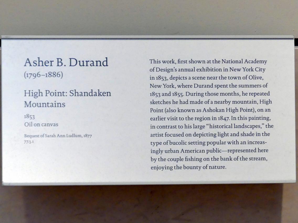 Asher Brown Durand (1833–1865), Höhepunkt: Shandaken Mountains, New York, Metropolitan Museum of Art (Met), Saal 759, 1853, Bild 2/2