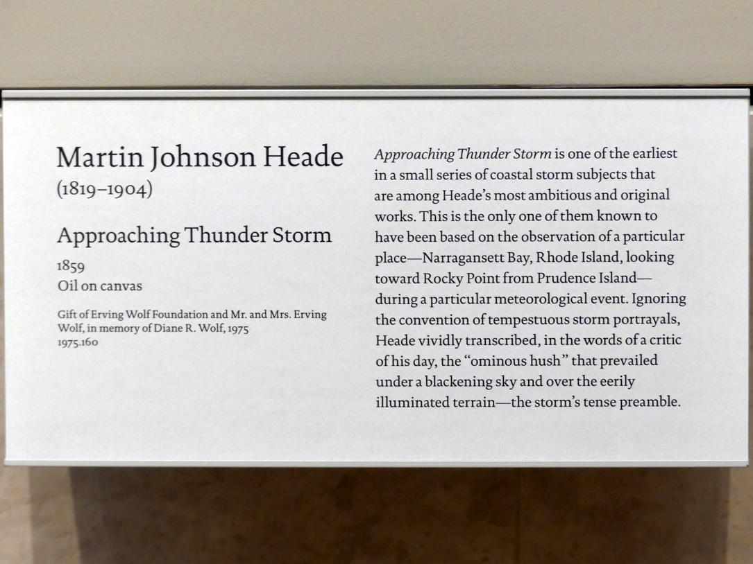 Martin Johnson Heade (1859–1902), Aufziehendes Gewitter, New York, Metropolitan Museum of Art (Met), Saal 761, 1859, Bild 2/2