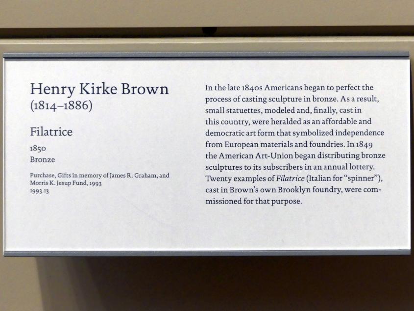 Henry Kirke Brown (1849–1850), Filatrice - Spinnerin, New York, Metropolitan Museum of Art (Met), Saal 761, 1850, Bild 4/4