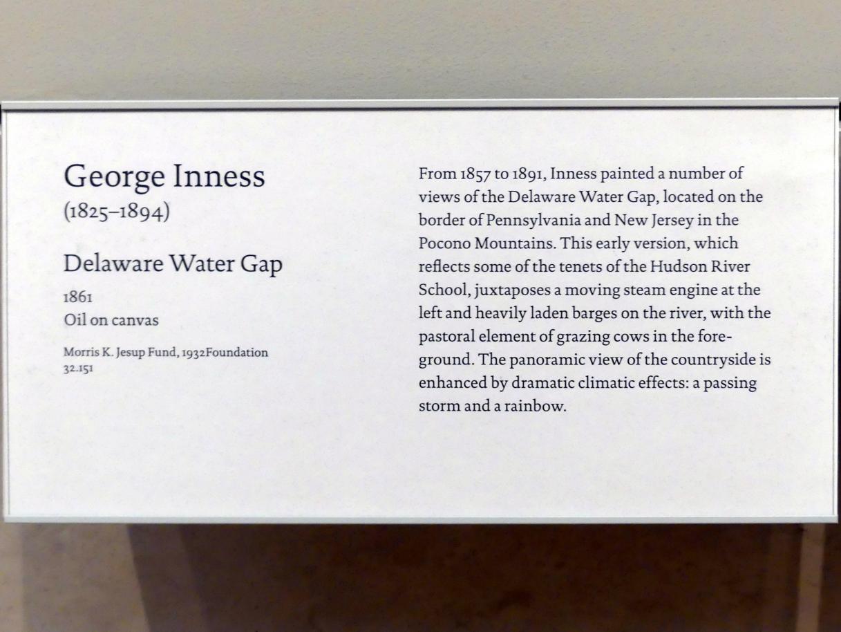 George Inness (1849–1891), Delaware Water Gap - Delaware-Durchbruch, New York, Metropolitan Museum of Art (Met), Saal 761, 1861, Bild 2/2