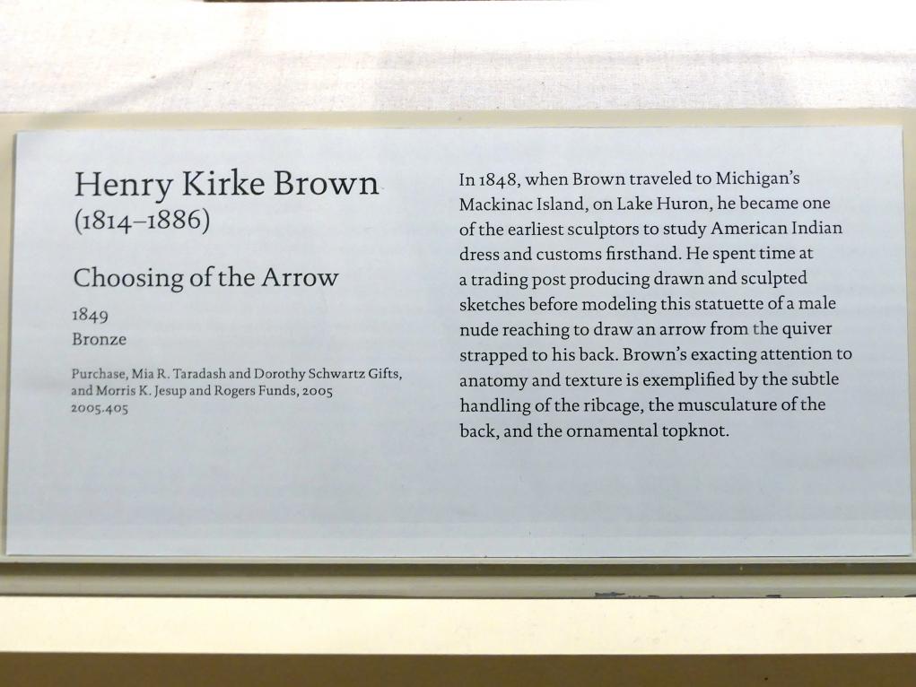 Henry Kirke Brown (1849–1850), Wahl des Pfeils, New York, Metropolitan Museum of Art (Met), Saal 761, 1849, Bild 3/3