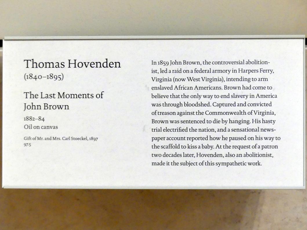 Thomas Hovenden (1883), Die letzten Momente von John Brown, New York, Metropolitan Museum of Art (Met), Saal 762, 1882–1884, Bild 2/2
