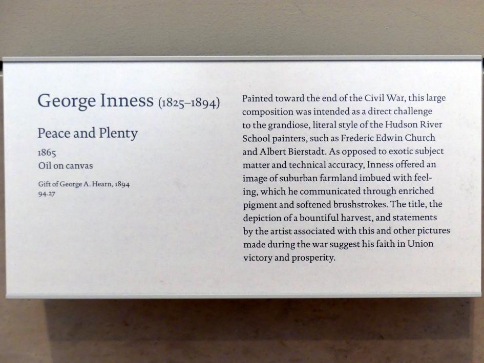George Inness (1849–1891), Frieden und Fülle, New York, Metropolitan Museum of Art (Met), Saal 760, 1865, Bild 2/2