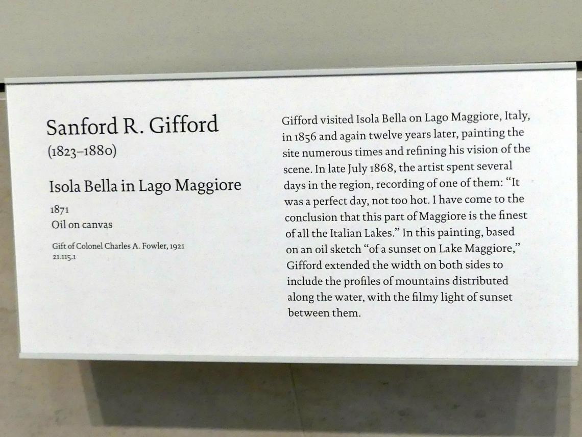 Sanford Robinson Gifford (1865–1875), Isola Bella im Lago Maggiore, New York, Metropolitan Museum of Art (Met), Saal 760, 1871, Bild 2/2