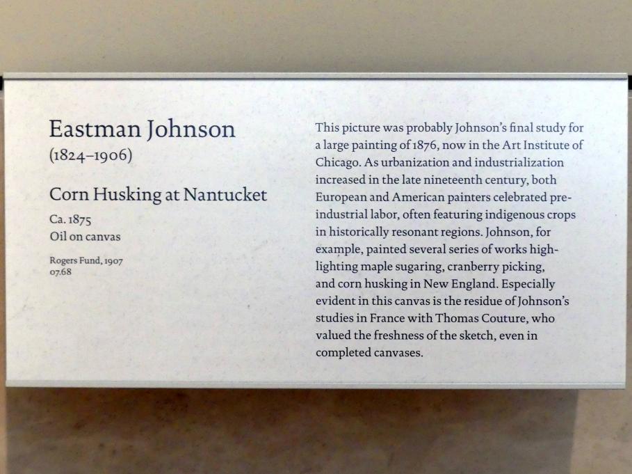 Eastman Johnson (1864–1876), Maisernte in Nantucket, New York, Metropolitan Museum of Art (Met), Saal 763, um 1875, Bild 2/2