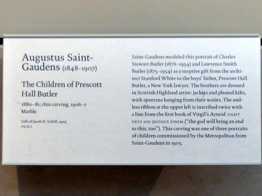 Augustus Saint-Gaudens (1872–1905), Die Kinder von Prescott Hall Butler, New York, Metropolitan Museum of Art (Met), Saal 763, 1880–1881, Bild 2/2
