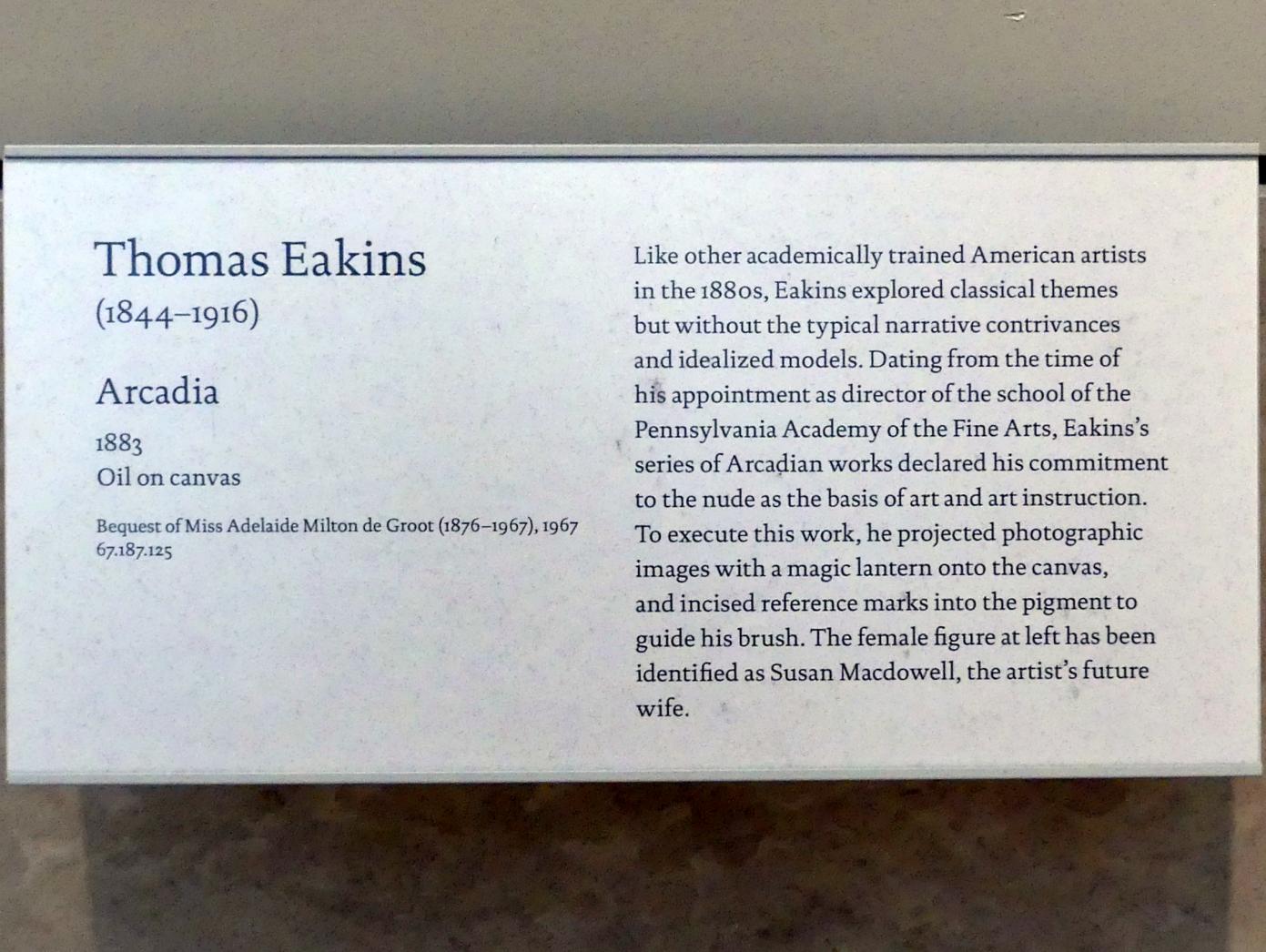 Thomas Eakins (1869–1900), Arcadia, New York, Metropolitan Museum of Art (Met), Saal 764, 1883, Bild 2/2