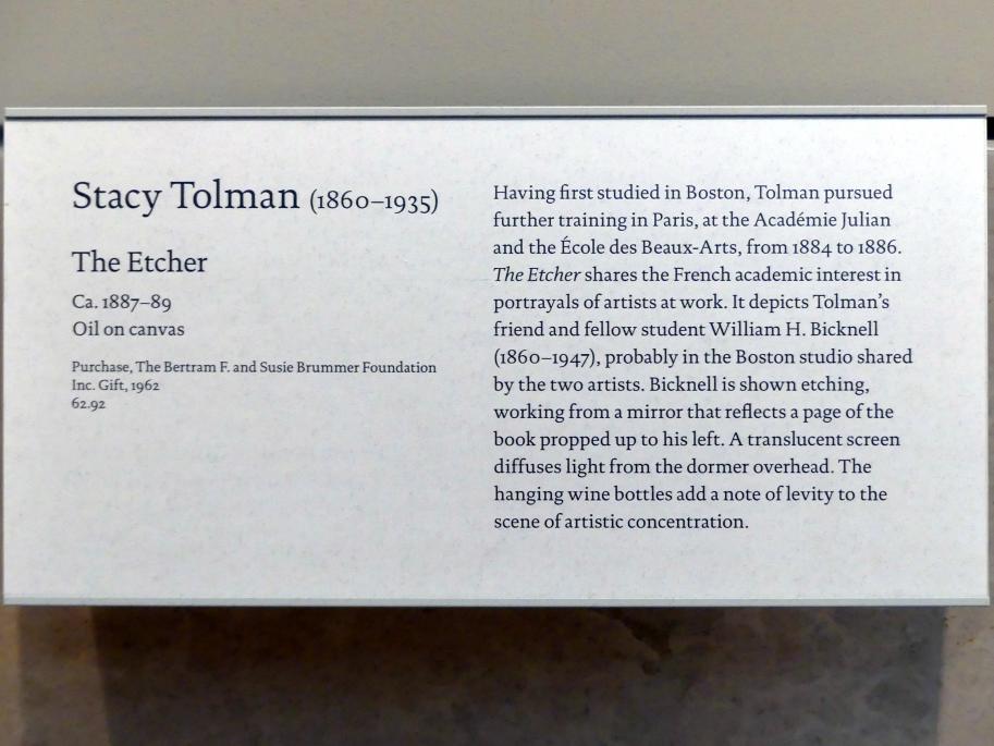 Stacy Tolman (1888), Der Radierer, New York, Metropolitan Museum of Art (Met), Saal 764, um 1887–1889, Bild 2/2