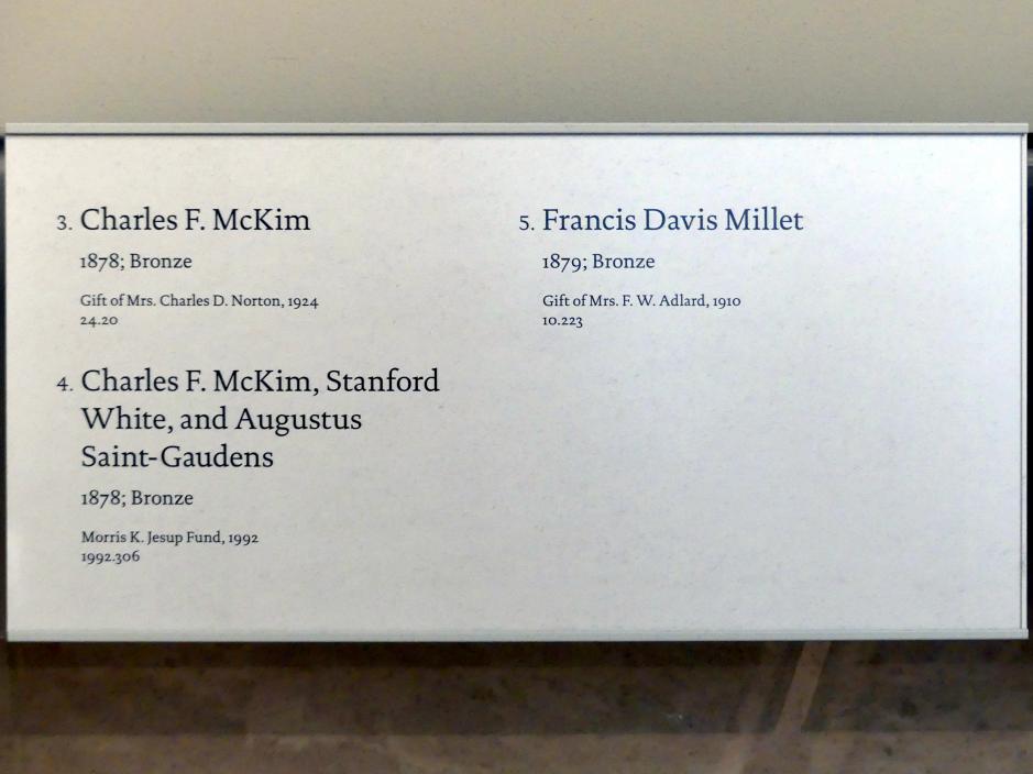 Augustus Saint-Gaudens (1872–1905), Charles F. McKim, Stanford White und Augustus Saint-Gaudens, New York, Metropolitan Museum of Art (Met), Saal 764, 1878, Bild 3/3