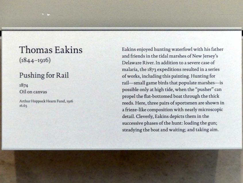 Thomas Eakins (1869–1900), Rallen-Jagd, New York, Metropolitan Museum of Art (Met), Saal 764, 1874, Bild 2/2