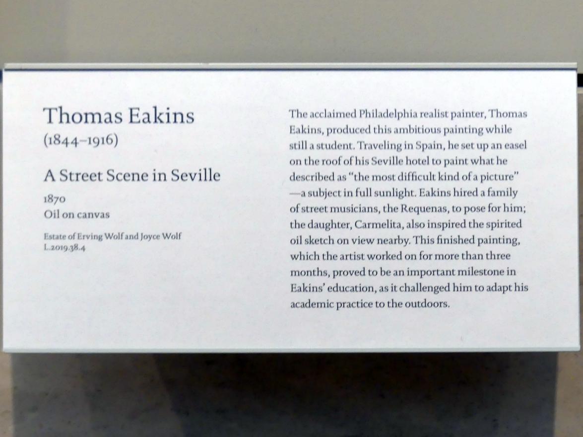 Thomas Eakins (1869–1900), Straßenszene in Sevilla, New York, Metropolitan Museum of Art (Met), Saal 764, 1870, Bild 2/2