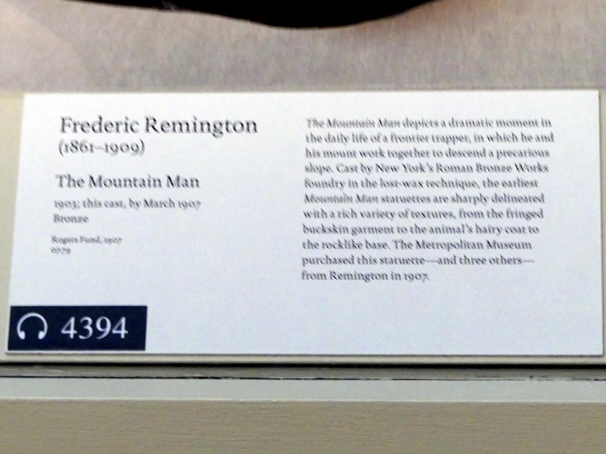 Frederic Remington (1895–1907), Der Bergmann, New York, Metropolitan Museum of Art (Met), Saal 765, 1903, Bild 3/3