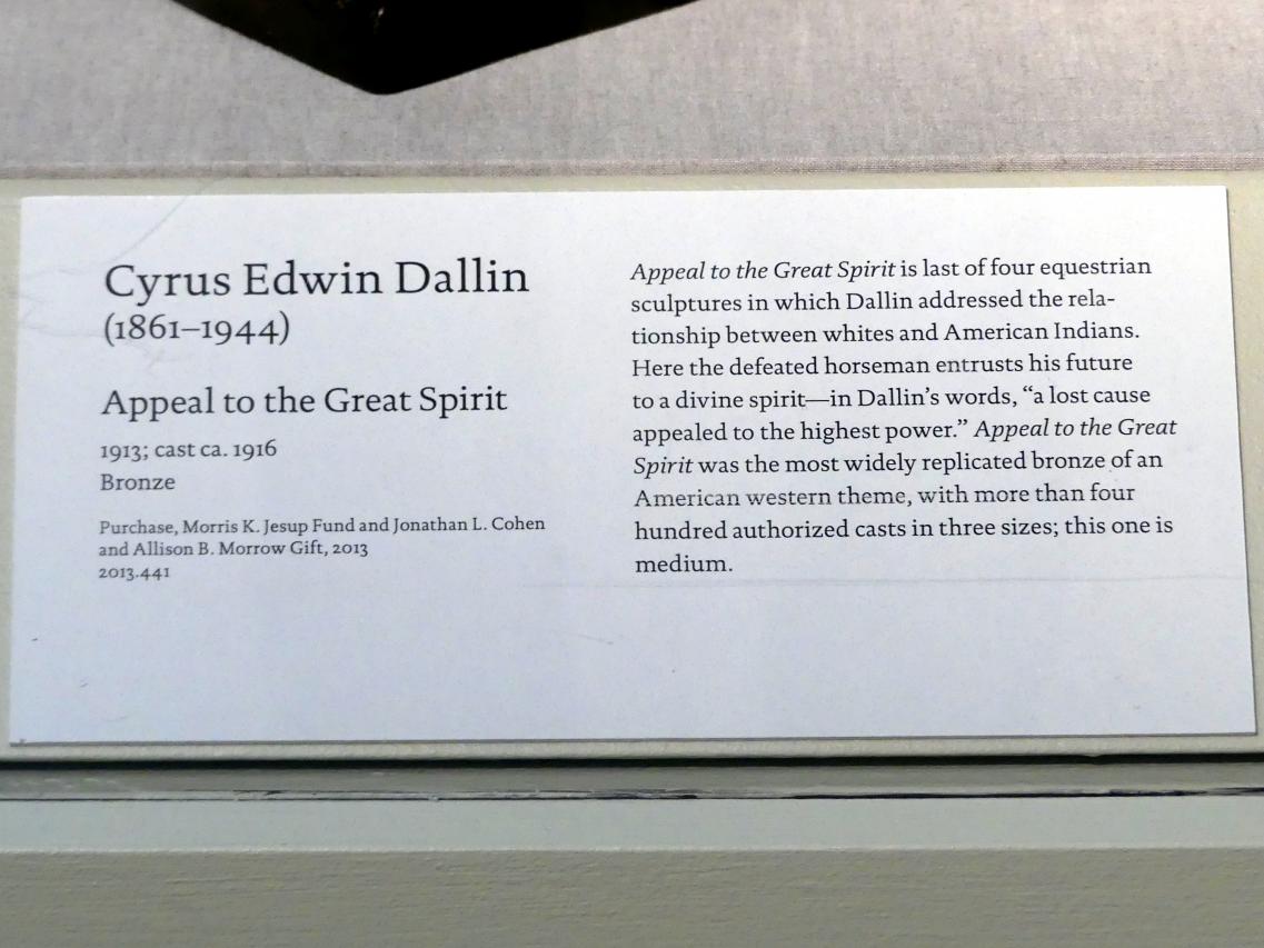 Cyrus Edwin Dallin (1913), Appell an den Großen Geist, New York, Metropolitan Museum of Art (Met), Saal 765, 1913, Bild 2/2
