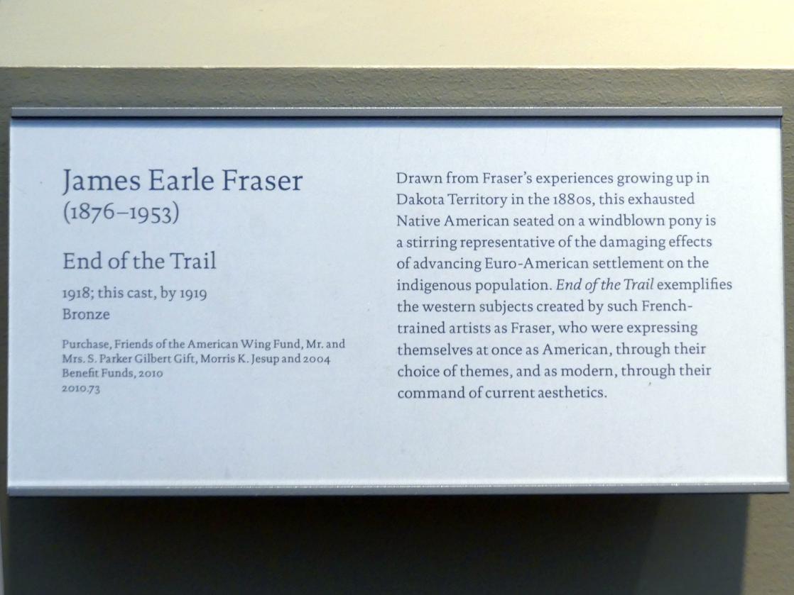James Earle Fraser (1918), Ende des Weges, New York, Metropolitan Museum of Art (Met), Saal 765, 1918, Bild 5/5