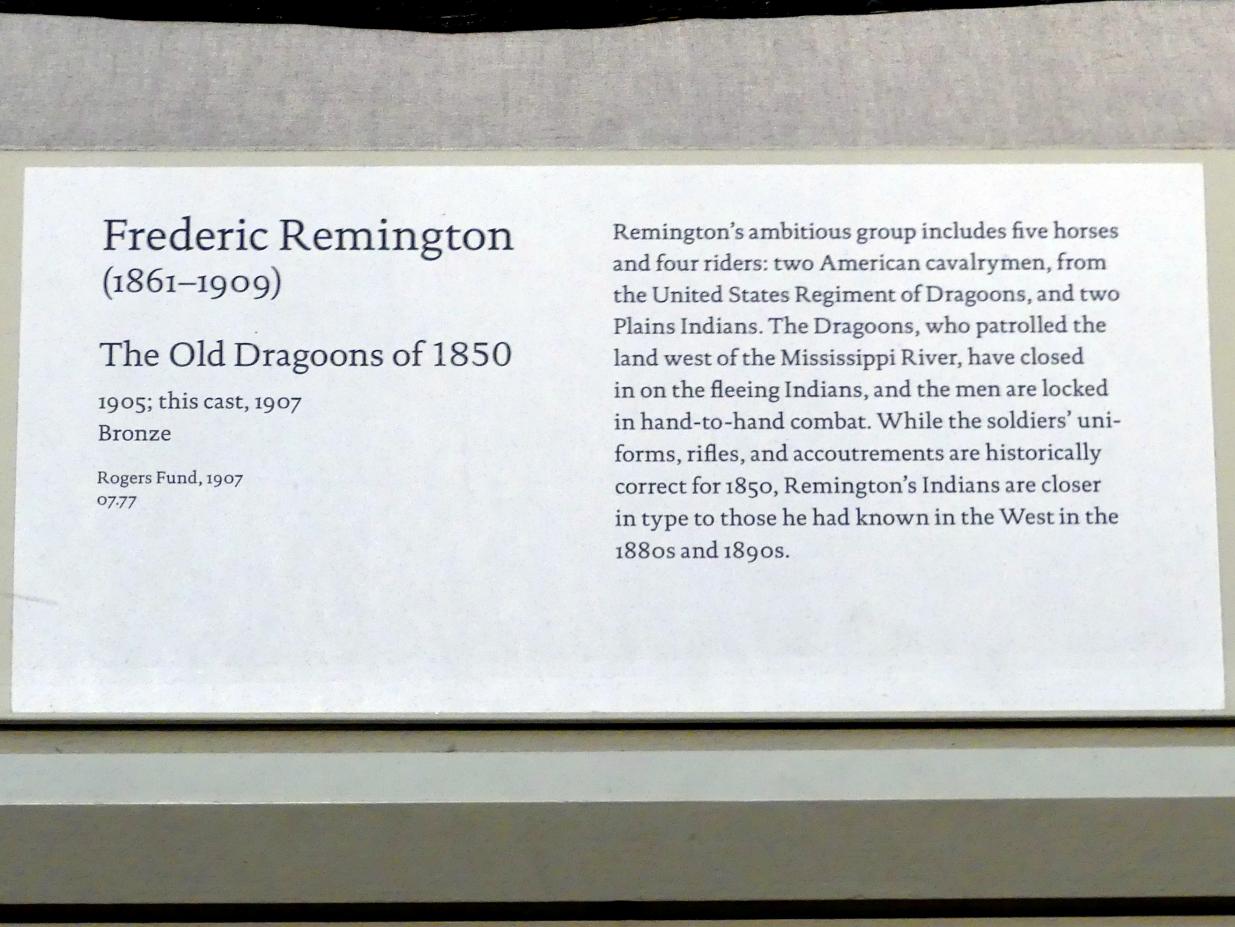 Frederic Remington (1895–1907), Die alten Dragoner von 1850, New York, Metropolitan Museum of Art (Met), Saal 765, 1905, Bild 2/2