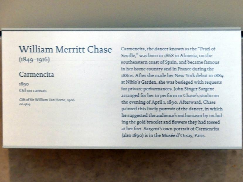 William Merritt Chase (1872–1896), Carmencita, New York, Metropolitan Museum of Art (Met), Saal 766, 1890, Bild 2/2