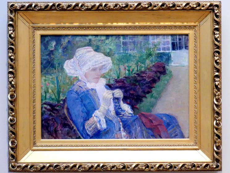 Mary Cassatt (1880–1901): Lydia häkelnd im Garten von Marly, 1880