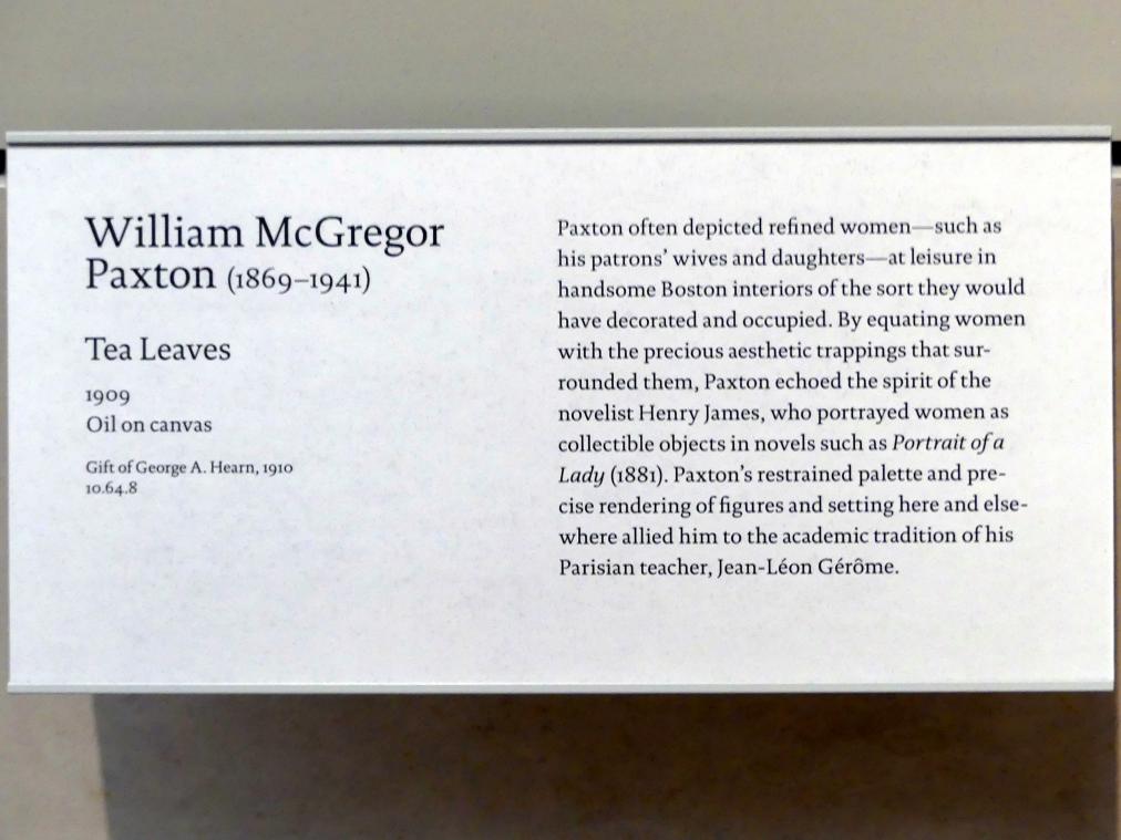 William McGregor Paxton (1909), Teeblätter, New York, Metropolitan Museum of Art (Met), Saal 768, 1909, Bild 2/2