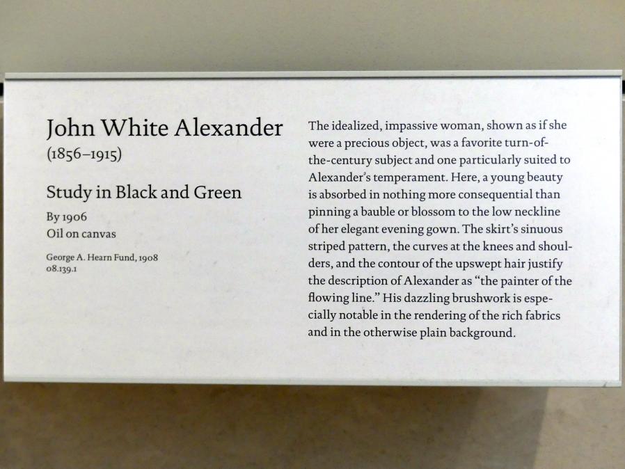 John White Alexander (1895–1907), Studie in Schwarz und Grün, New York, Metropolitan Museum of Art (Met), Saal 768, nach 1906, Bild 2/2