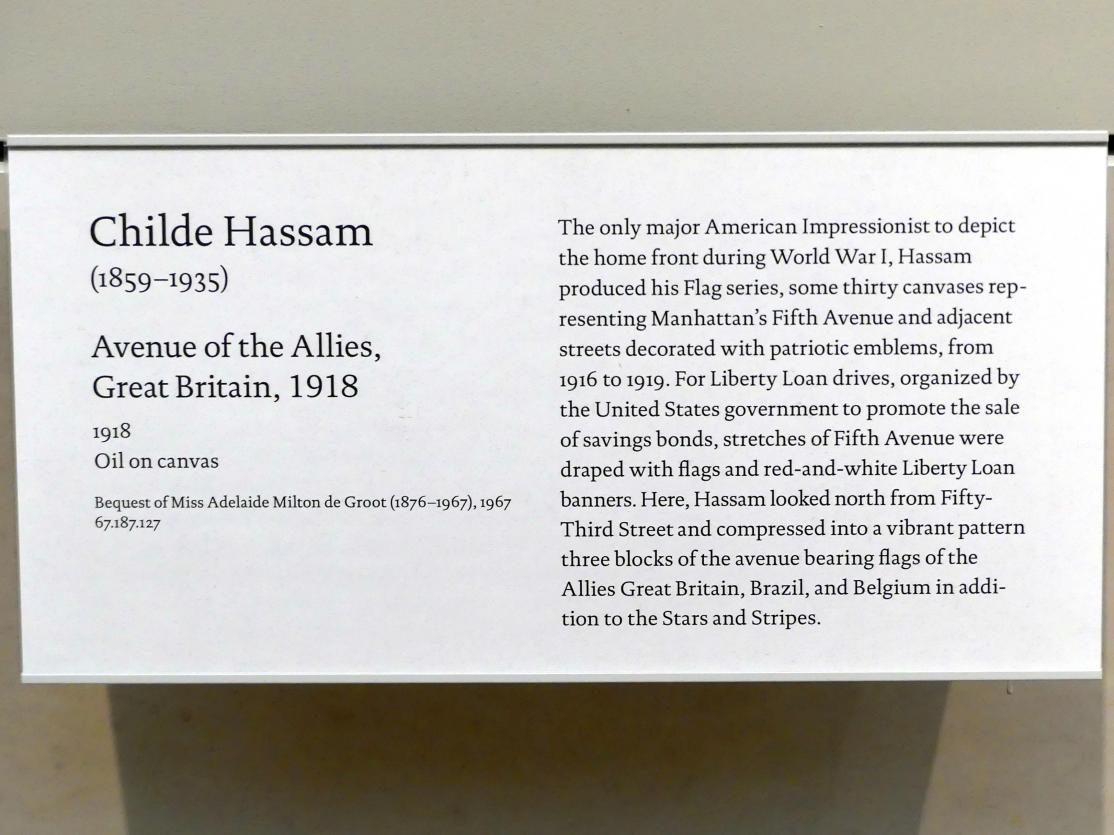 Childe Hassam (1890–1918), Avenue der Alliierten, Großbritannien, 1918, New York, Metropolitan Museum of Art (Met), Saal 769, 1918, Bild 2/2