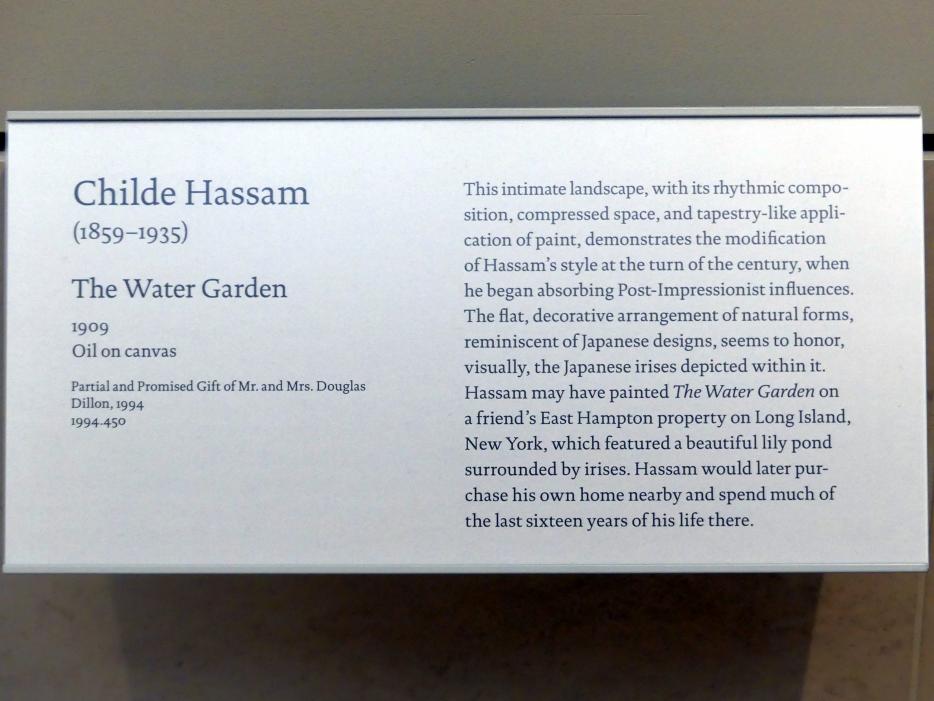 Childe Hassam (1890–1918), Wassergarten, New York, Metropolitan Museum of Art (Met), Saal 769, 1909, Bild 2/2