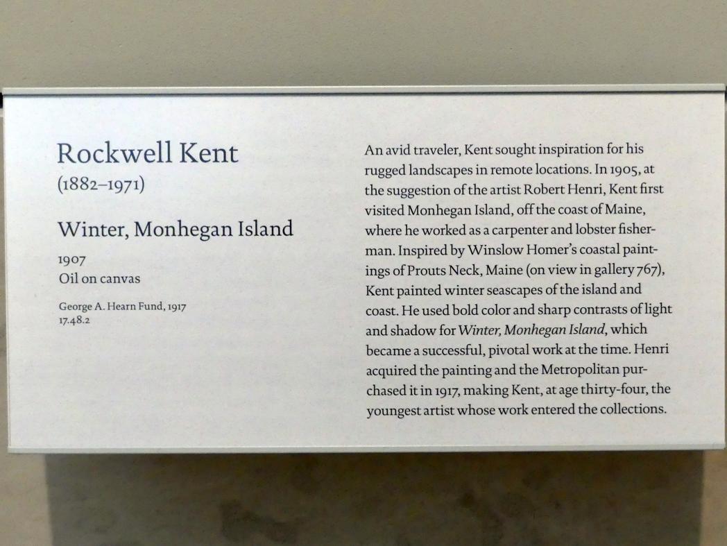 Rockwell Kent (1907), Winter, Monhegan Island, New York, Metropolitan Museum of Art (Met), Saal 769, 1907, Bild 2/2