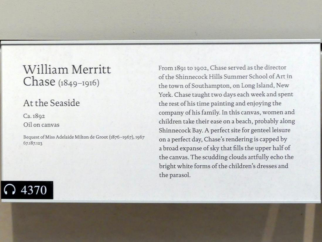 William Merritt Chase (1872–1896), Am Strand, New York, Metropolitan Museum of Art (Met), Saal 769, um 1892, Bild 2/2