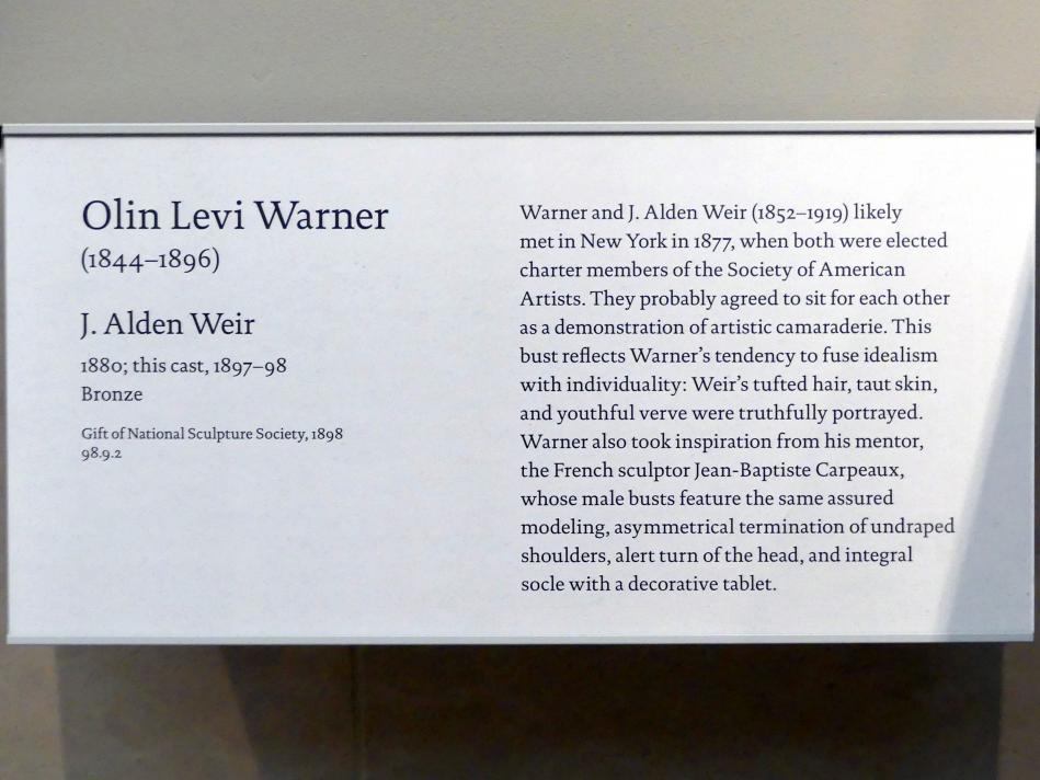 Olin Levi Warner (1880–1891), J. Alden Weir, New York, Metropolitan Museum of Art (Met), Saal 770, 1880, Bild 3/3