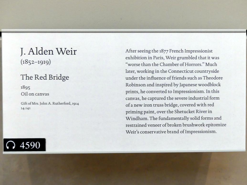 Julian Alden Weir (1895–1897), Die Rote Brücke, New York, Metropolitan Museum of Art (Met), Saal 770, 1895, Bild 2/2