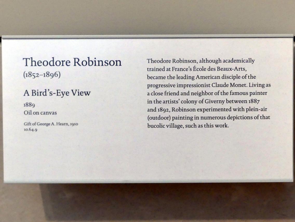 Theodore Robinson (1889–1894), Aus der Vogelperspektive, New York, Metropolitan Museum of Art (Met), Saal 770, 1889, Bild 2/2