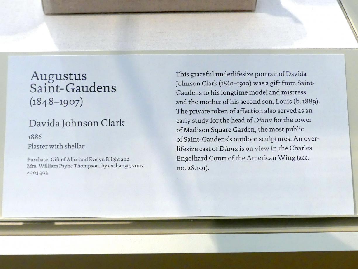 Augustus Saint-Gaudens (1872–1905), Davida Johnson Clark, New York, Metropolitan Museum of Art (Met), Saal 770, 1886, Bild 2/2