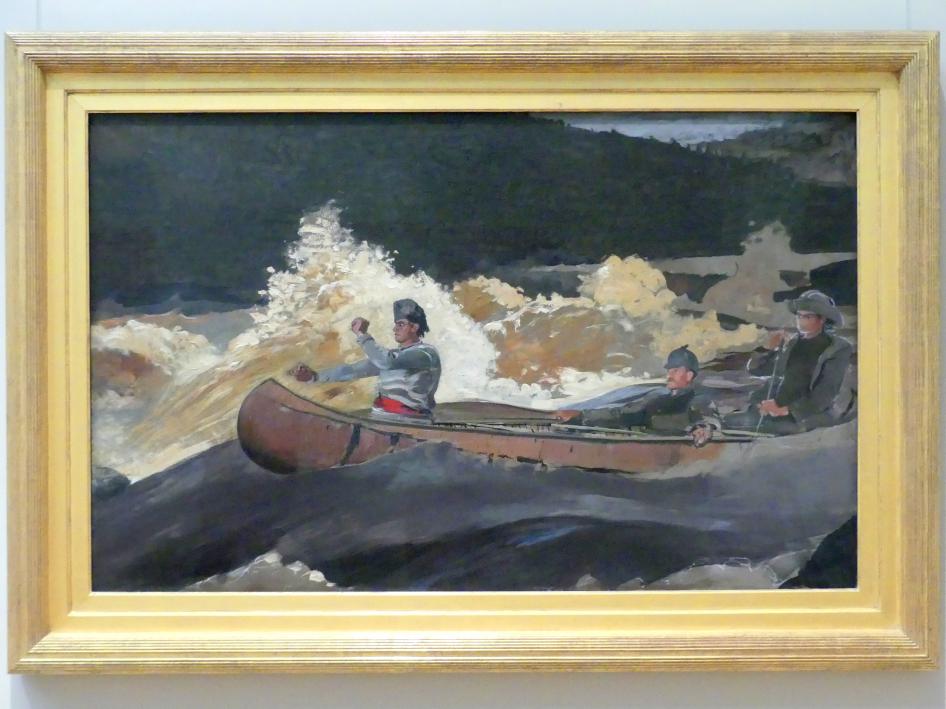 Winslow Homer (1864–1907), Die Stromschnellen herunterschiessen, Saguenay River, New York, Metropolitan Museum of Art (Met), Saal 767, 1905–1910, Bild 1/2