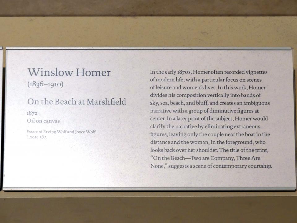 Winslow Homer (1864–1907), Am Strand bei Marshfield, New York, Metropolitan Museum of Art (Met), Saal 767, 1872, Bild 2/2